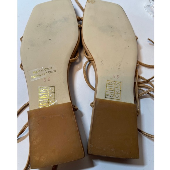 Jeffrey Campbell Lace Up Square Toe Sandals‎ Women's Size 5.5 Tan - Picture 3 of 12